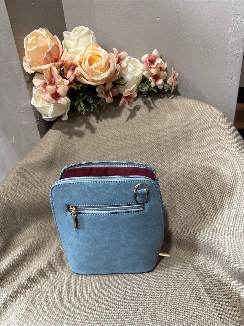 Women's Sky Blue Crossbody Bag - Minimalist Everyday Style